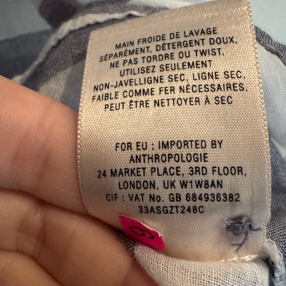 Hei Hei Anthropologie Perpignan 100% Cotton Striped Button Front Blouse - Picture 6 of 8